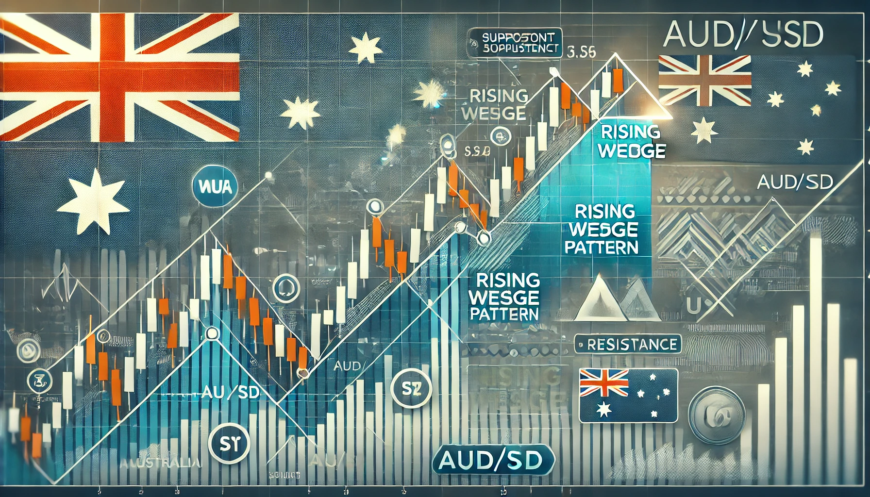 AUD/USD rising wedge strategy