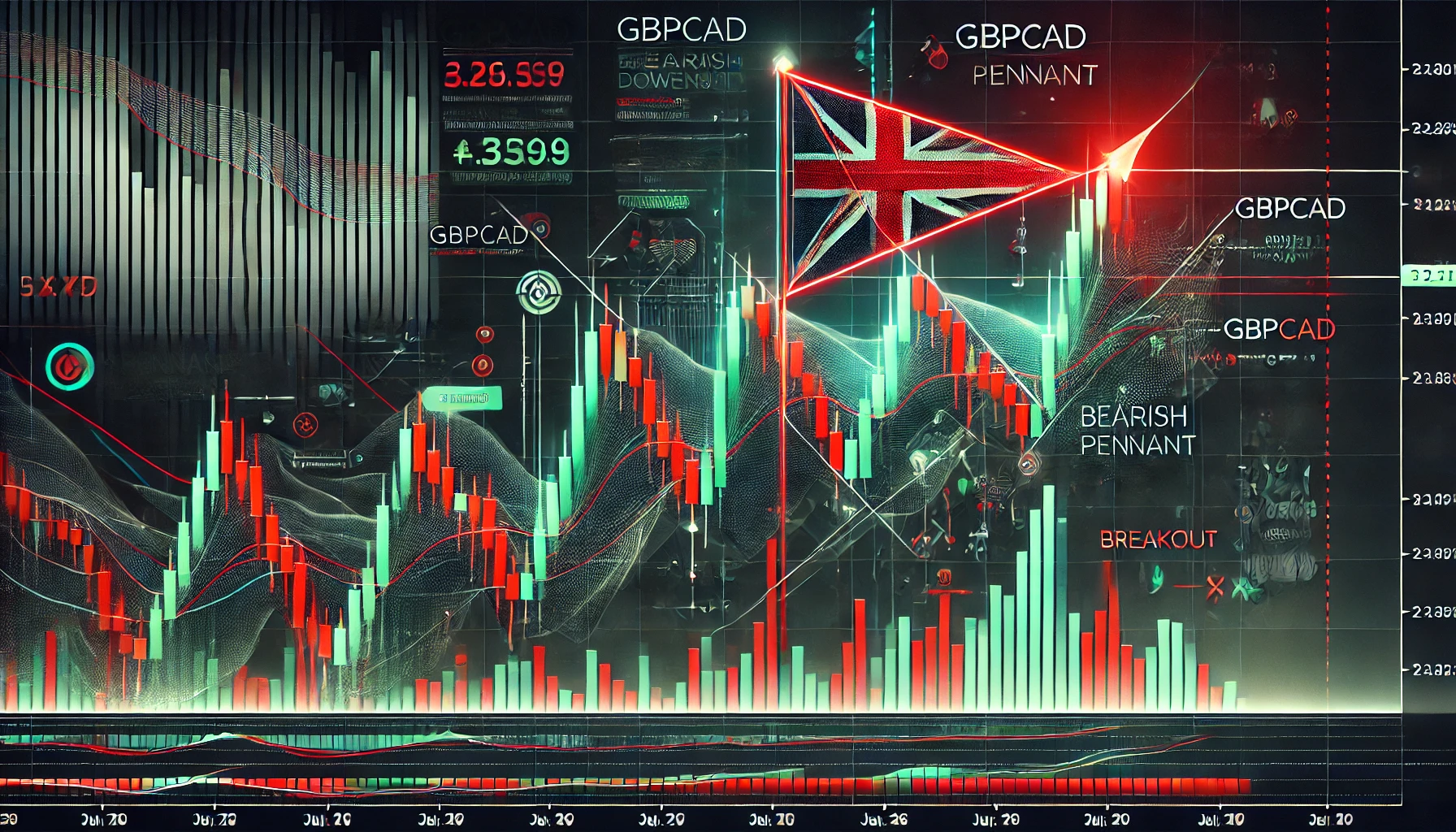 GBPCAD bearish pennant strategy