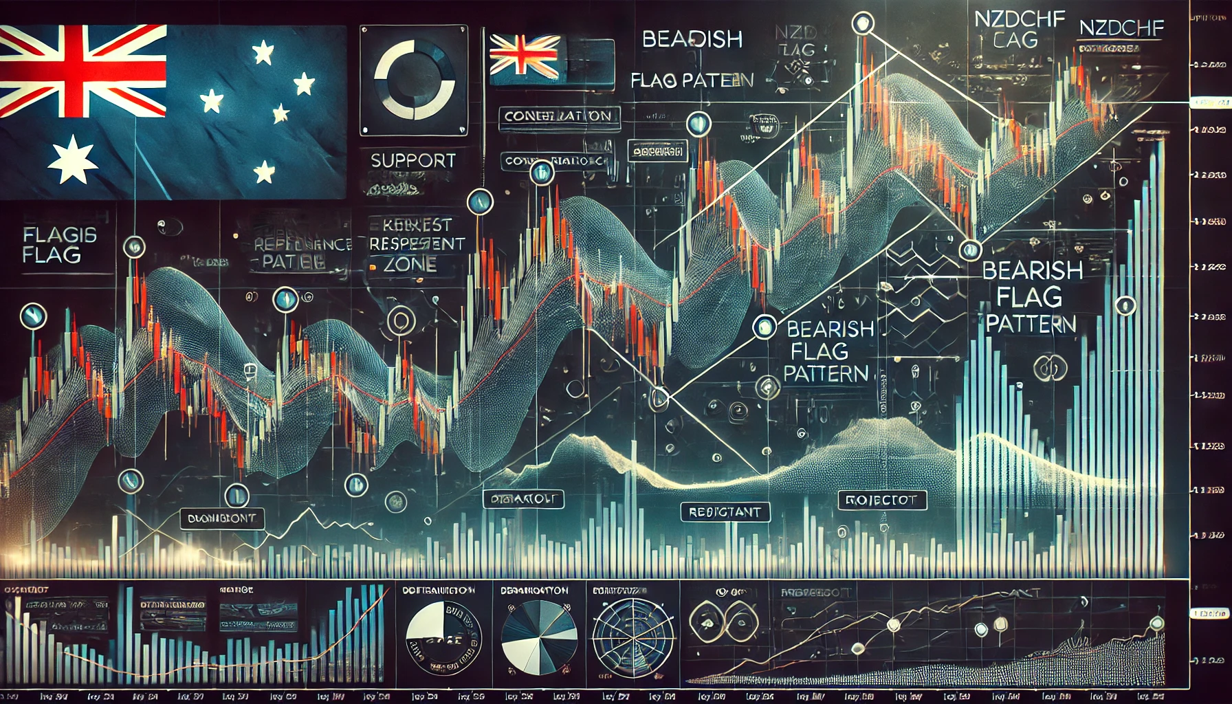 Bearish flag trading technique for NZDCHF