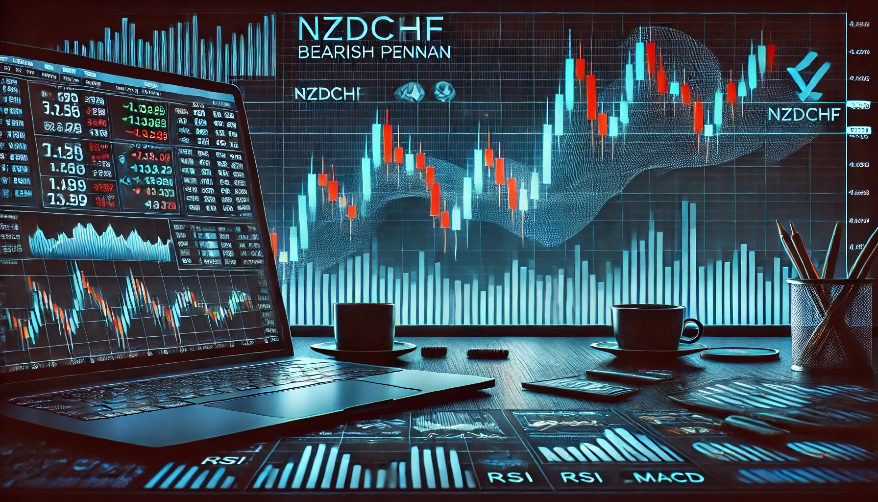 NZDCHF bearish pennant strategy