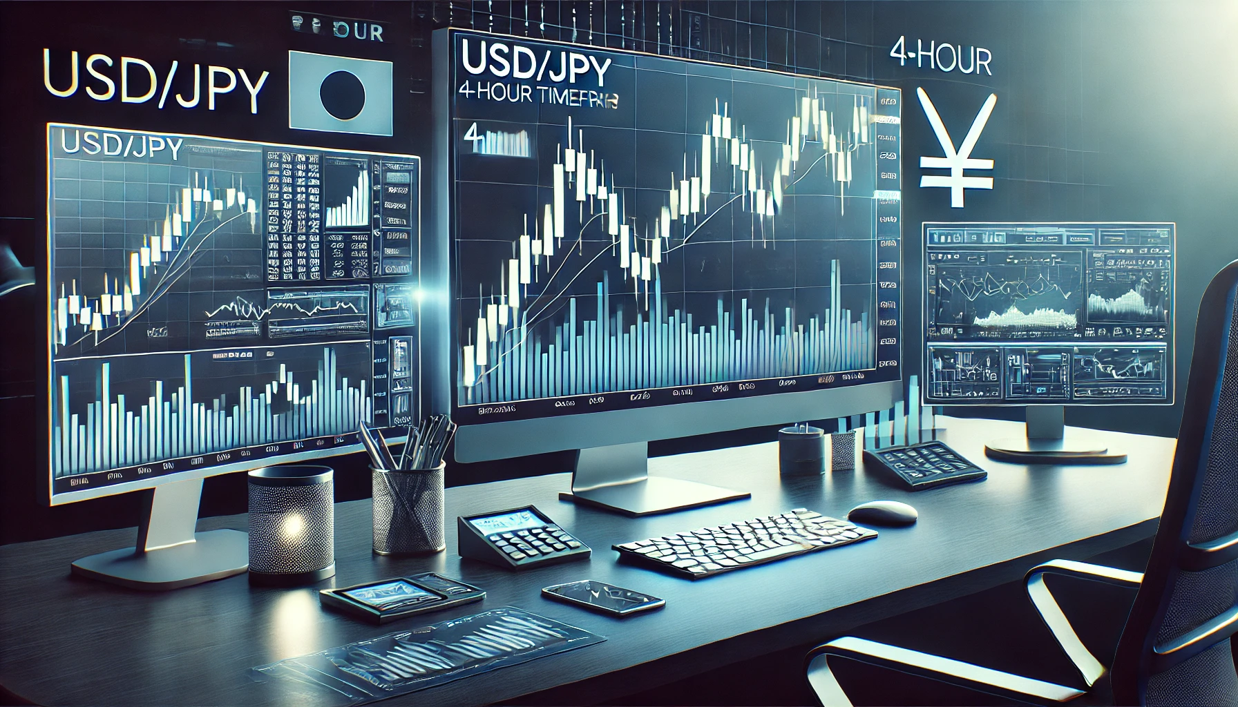USD/JPY trading on the 4-hour chart