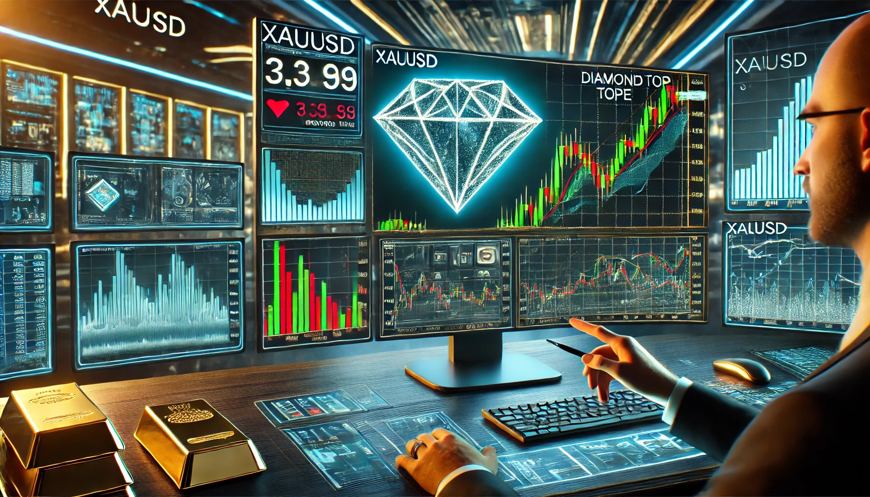 Gold price reversal with diamond top