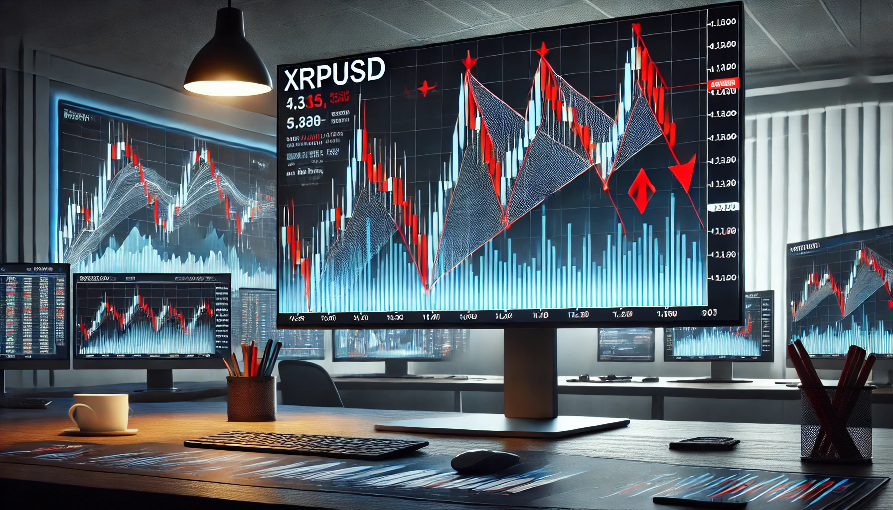 XRPUSD bearish pennant trading strategy
