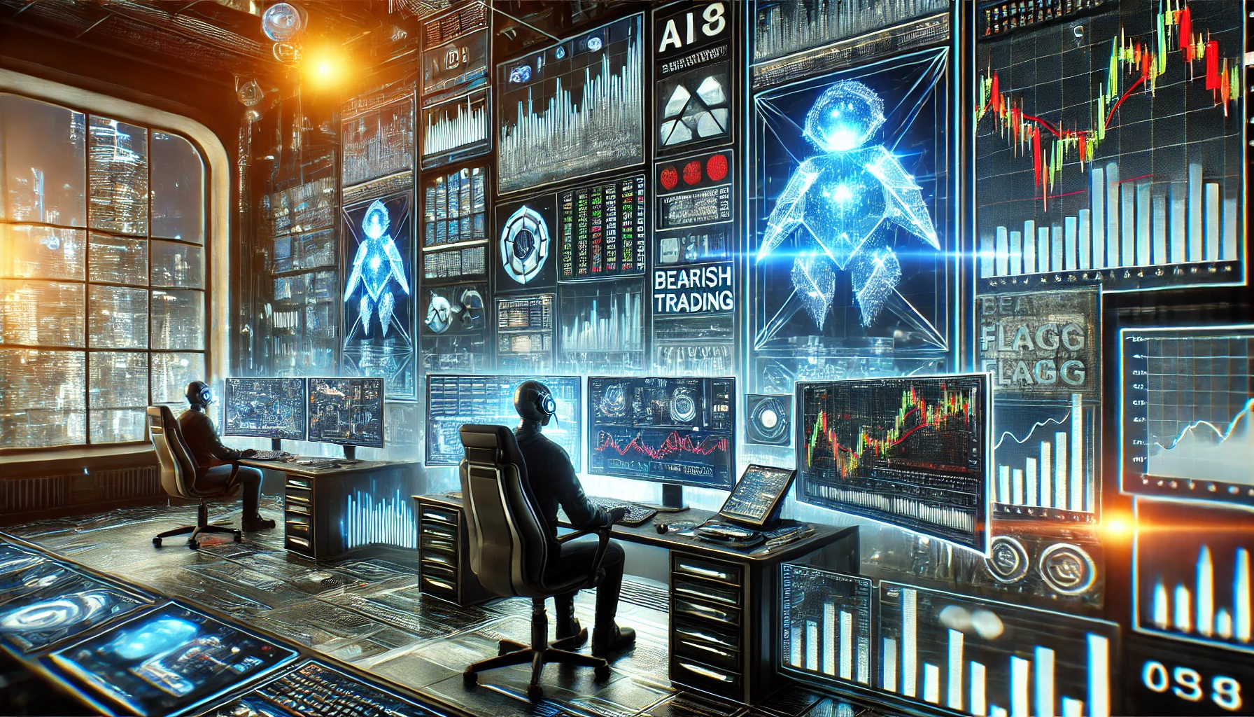 Automated bearish flag trading technique