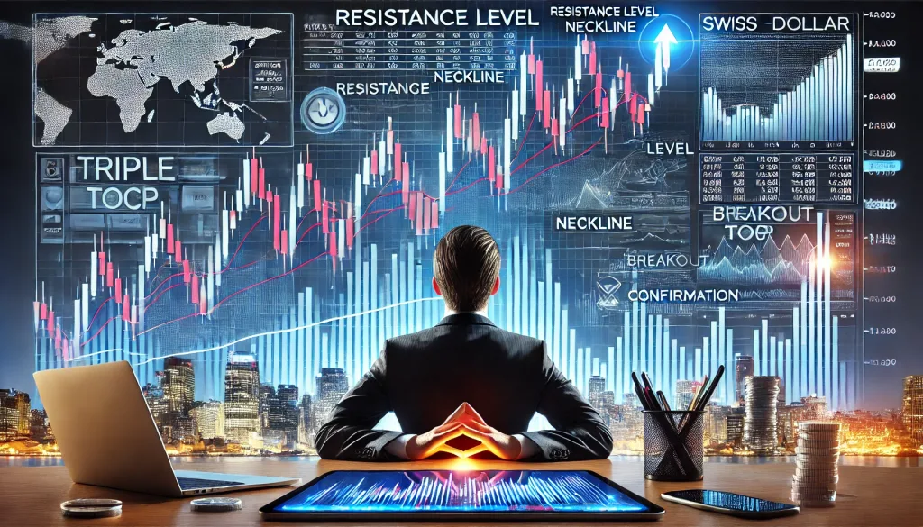 CHF/AUD triple top pattern