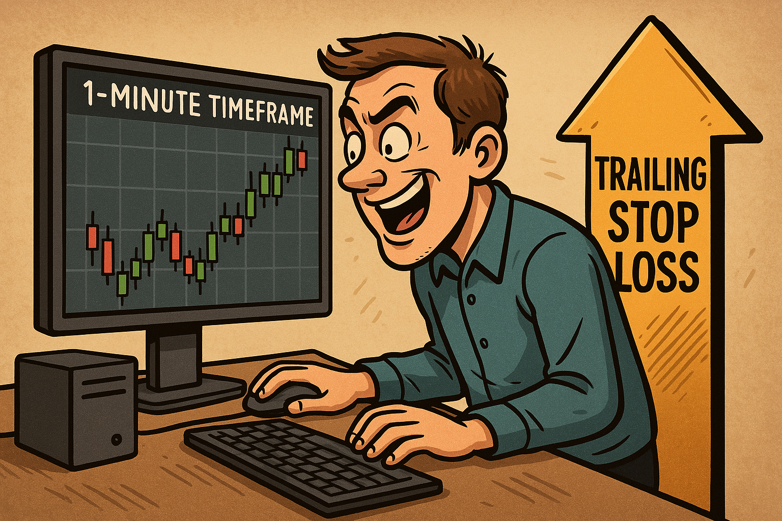 1-minute trailing stop strategy