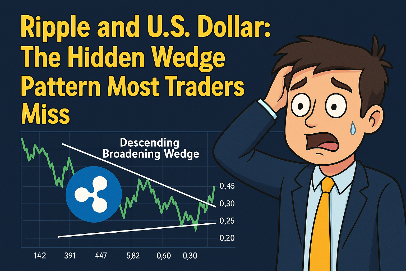 XRP/USD broadening wedge pattern trading