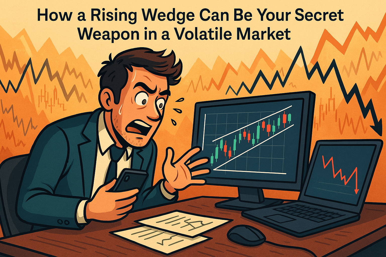 Rising wedge pattern during volatility