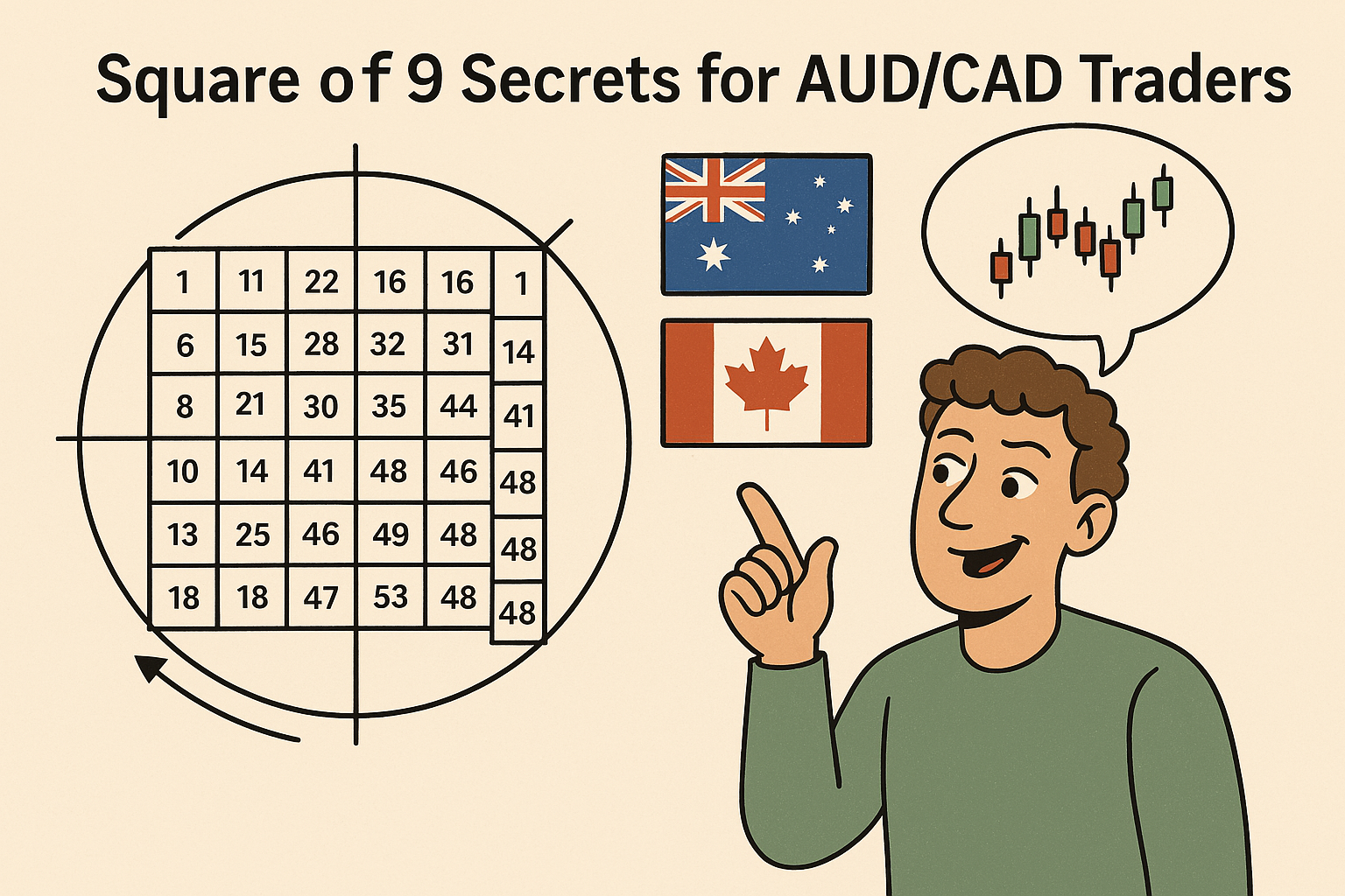 Square of 9 trading method with AUD/CAD